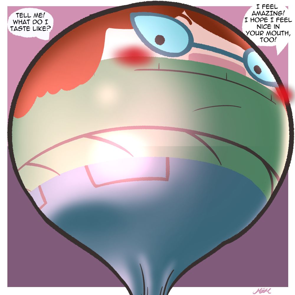Betty is being blown out as a big bubble.