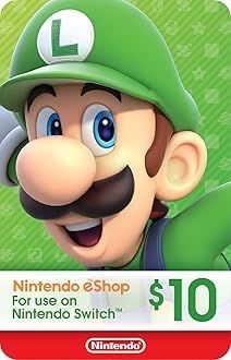 An American Nintendo eShop gift card featuring Luigi, worth $10.