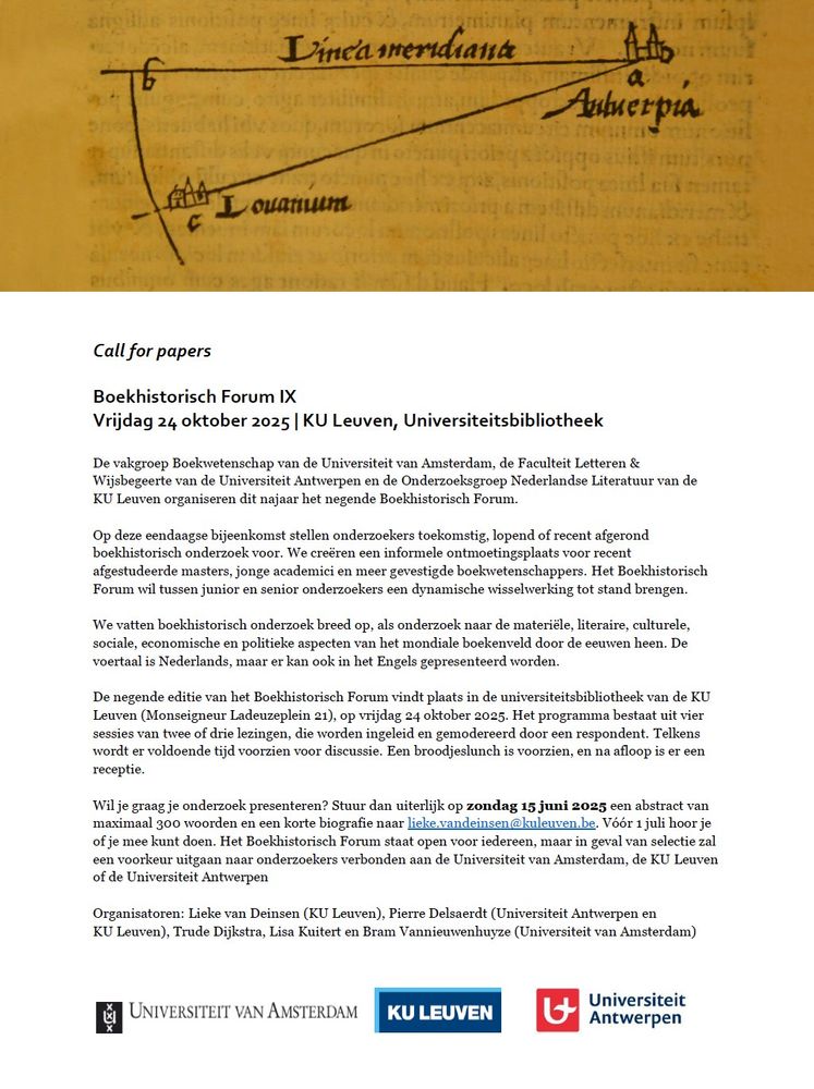Call for paper Boekhistorisch Forum 2025