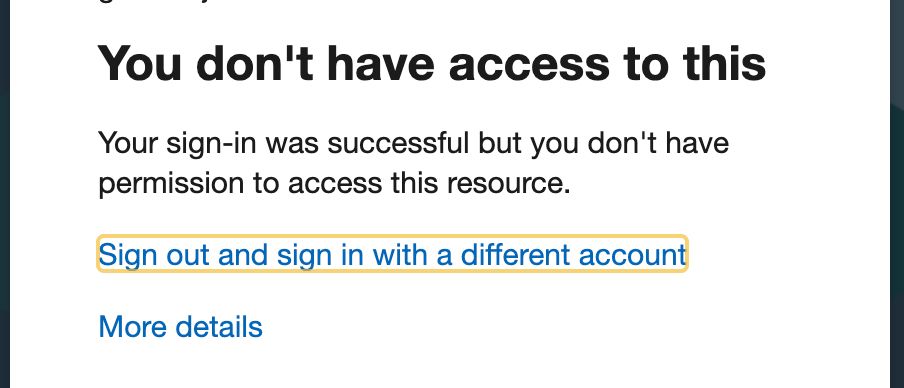 Message stating that I don't have access