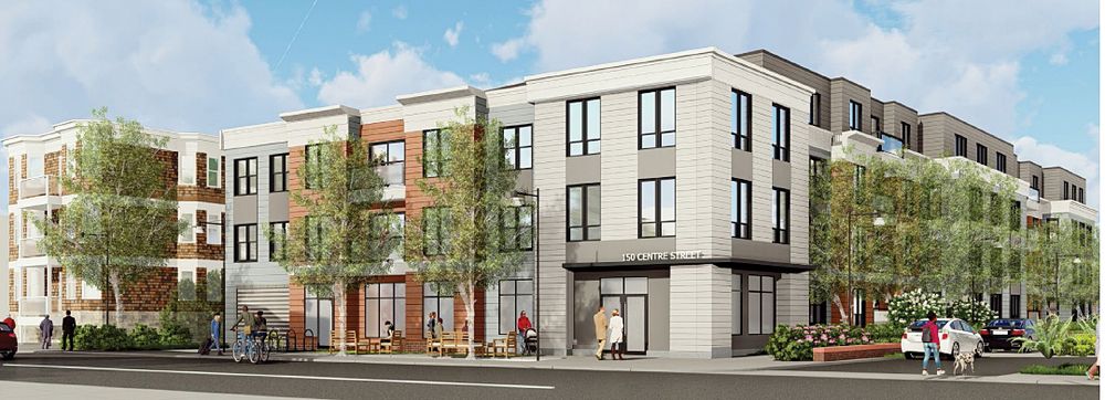 An architect's rendering shows a design for the 150 at Centre Street property that Trinity Financial intends to build in Dorchester. 