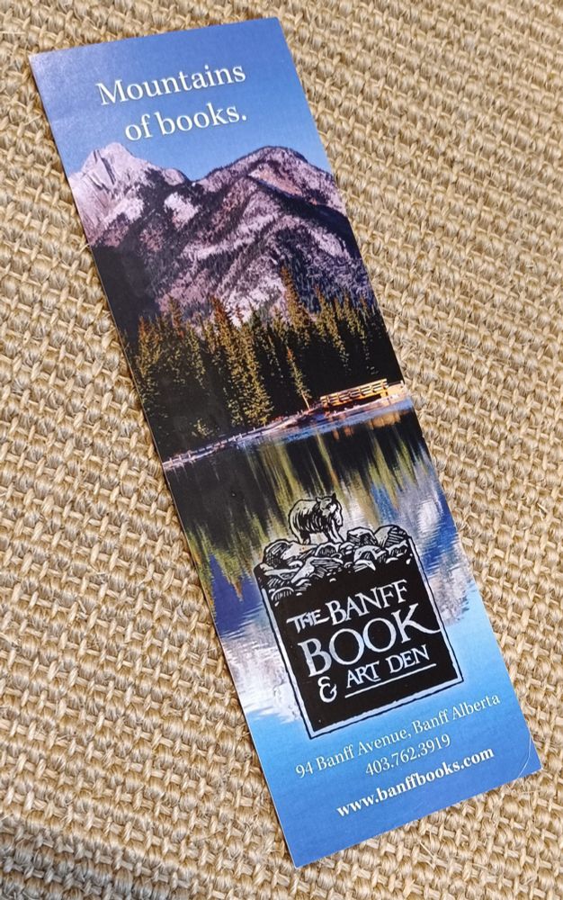 A photo of a different bookmark from the Banff book and art den