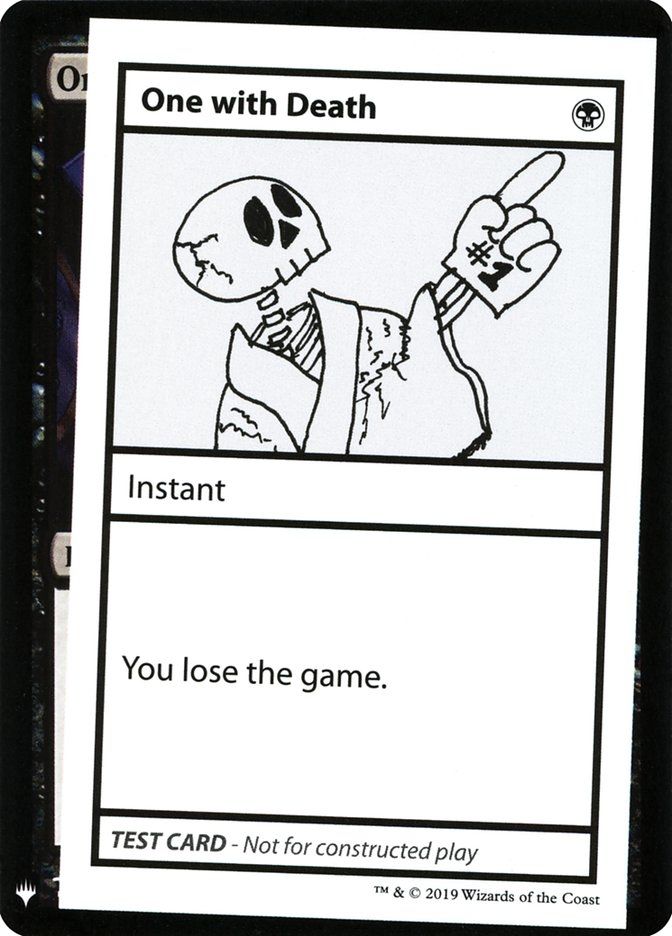 The Magic card One with Dead. One black for an Instant with:

You lose the game