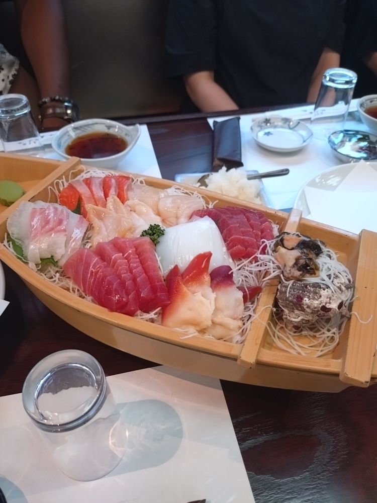 A sashimi spread from a boat party. 