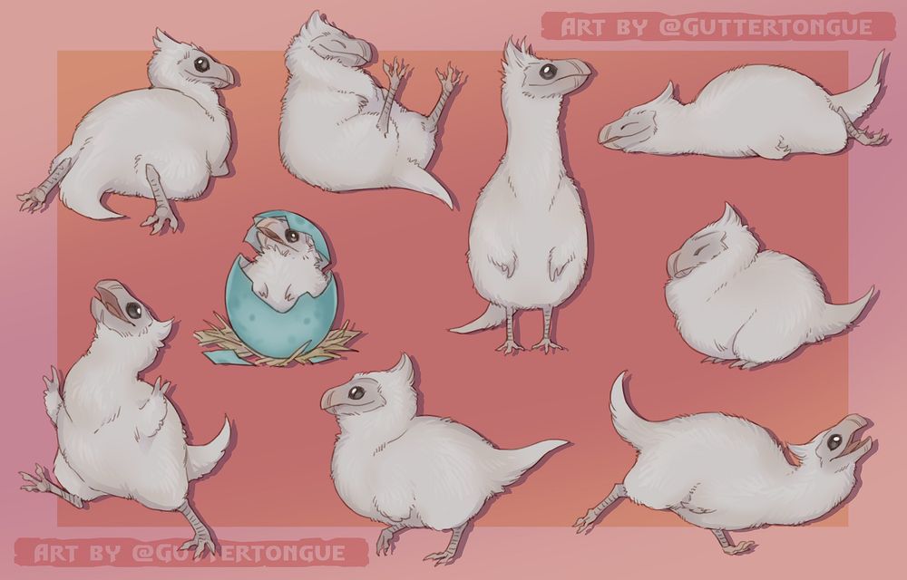 A variety of drawings of the baby seikrets from Monster Hunter Wilds being cute and silly. #art 🖌️ #monsterhunterwilds #monsterhunter #monsterhunterart