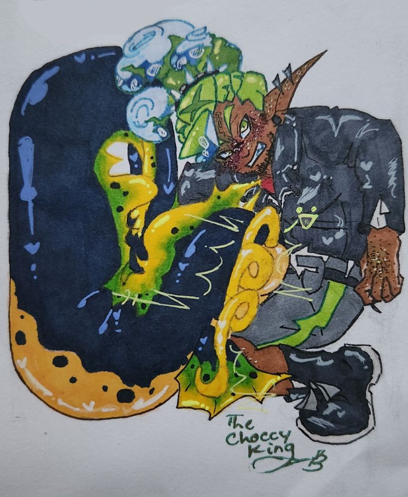 Rider and his pet zapfish (splatoon) in a 'box' cuz theyre silly