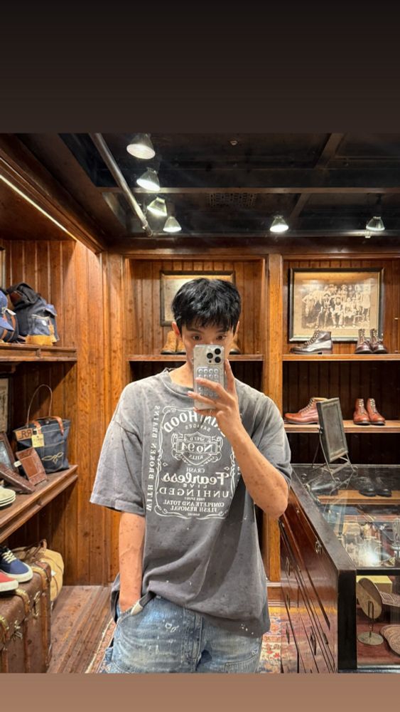 dk mirror selfie in a clothing store