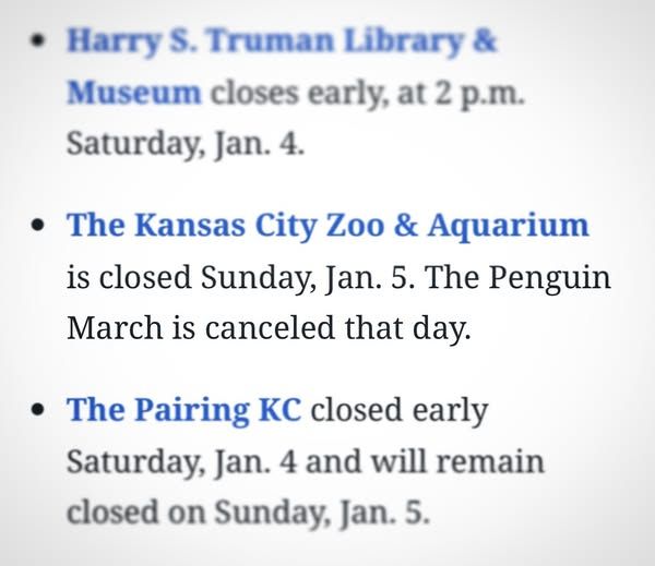 list of snow closings includes KC Zoo and the Penguin March