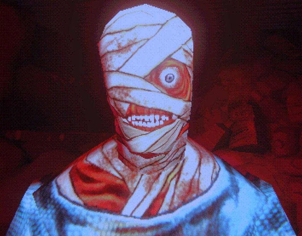 Screenshot of the character curly from the video game Mouthwashing