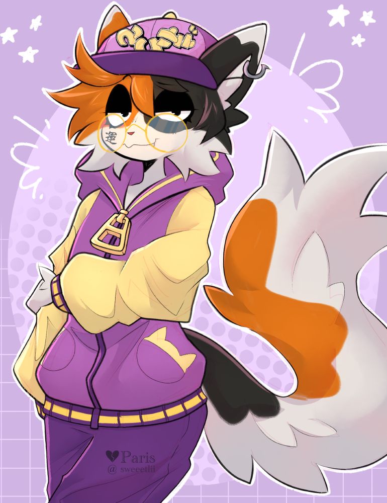 Kali is seen looking smugly at the viewer, wearing a Nyakuza Varsity Jacket and Cap from A Hat in Time.