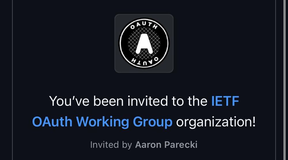 GitHub Invitation: You've been invited to the IETF OAuth Working Group organization!