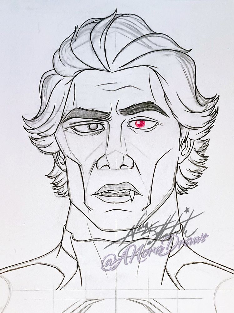 An unfinished sketch drawing of Miguel O'Hara from the Spiderman 2099 comic books as well as the recent Spiderman: Across the Spiderverse movie from Sony Pictures.