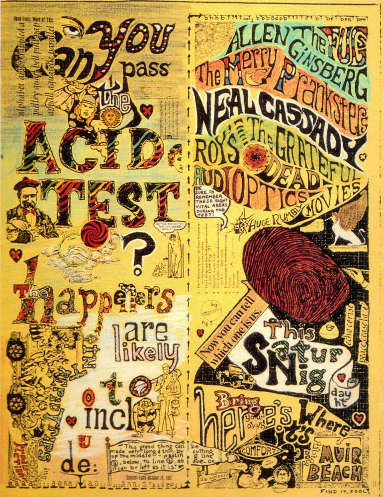 psychedelic poster for the Acid Test with Muir Beach written in bottom left