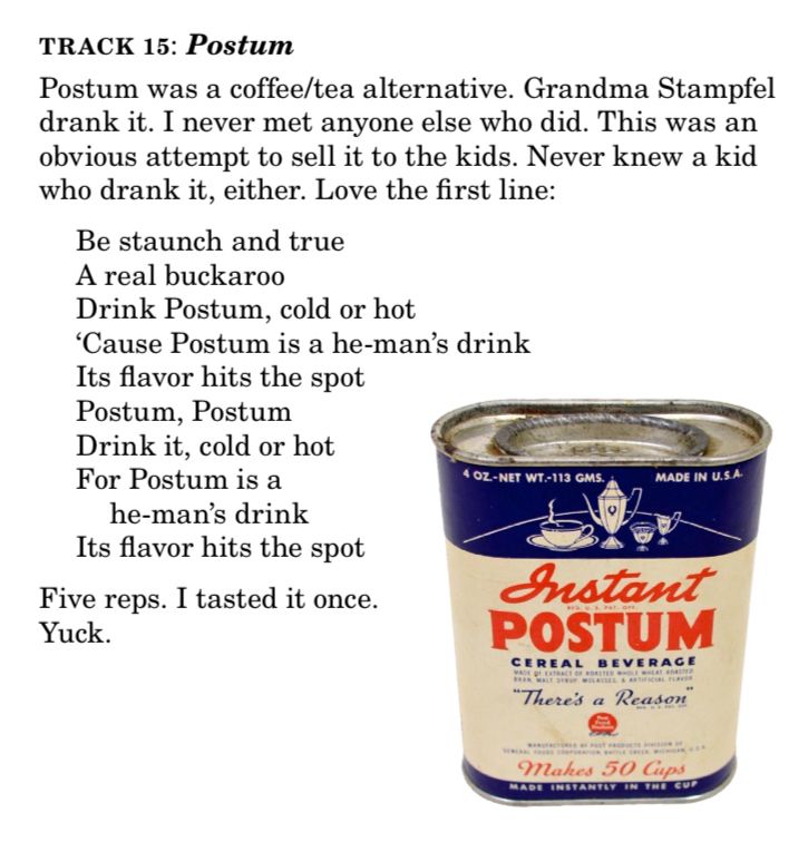 Track 15: Postum, description of coffee/tea alternative 