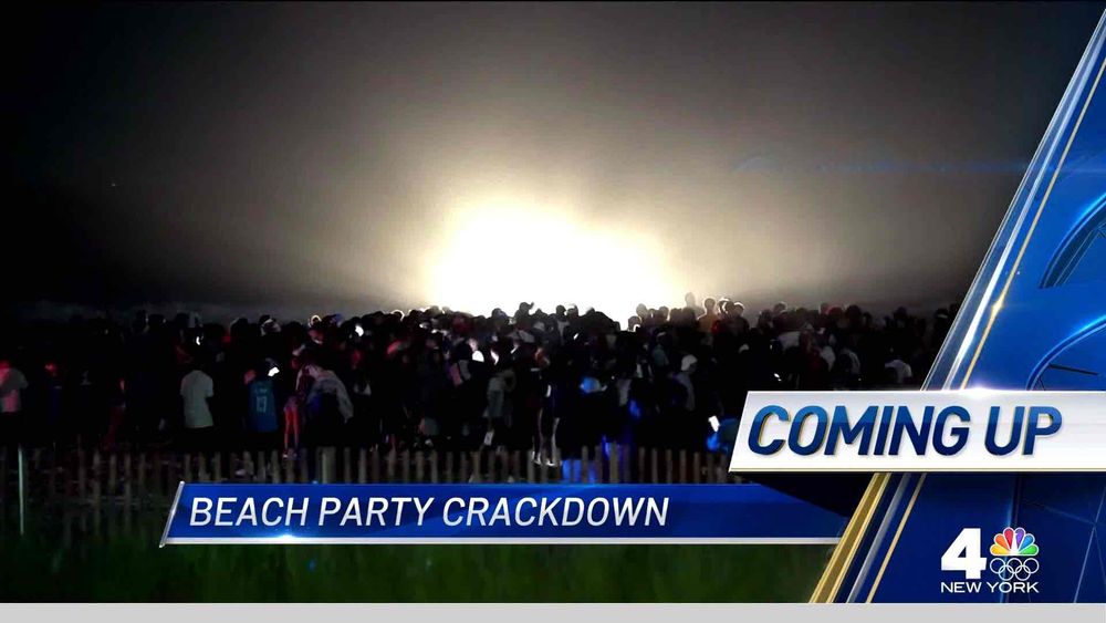 news screen captioned "beach party crackdown"