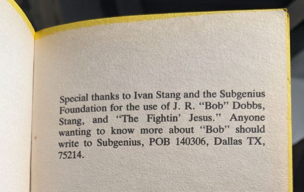 Special thanks to Ivan Stang and the Subgenius Foundation for the use of JR 