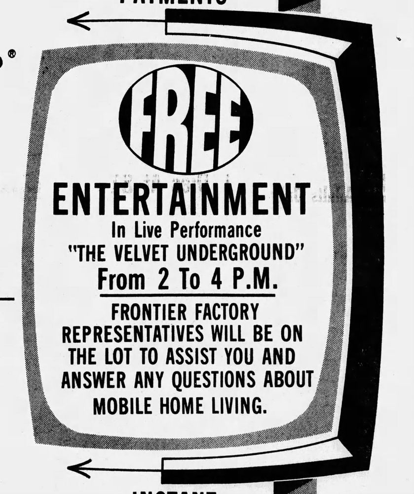 Free Entertainment
In Live Performance
The Velvet Underground
From 2 to 4pm