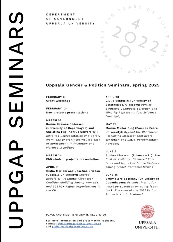UPPGAP seminar schedule 2025