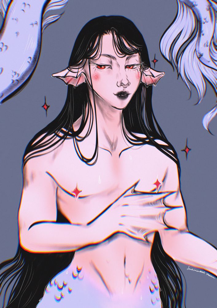 A goth looking merman 