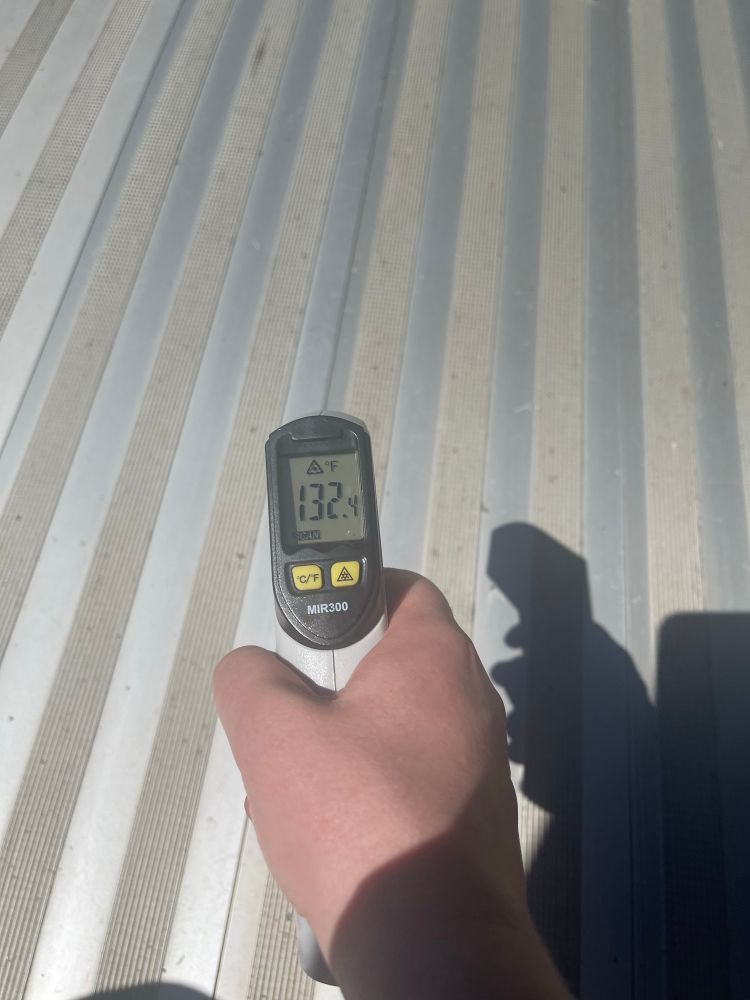 Temperature reading showing 132.4 degrees Fahrenheit 