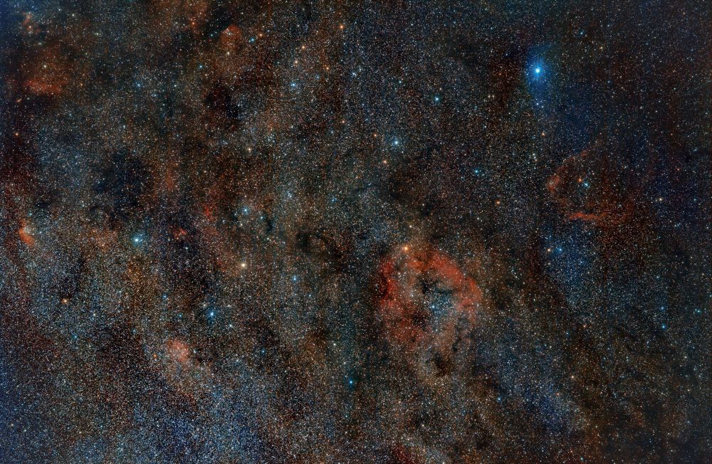 Large area of Cepheus Along the Cassiopeia Border captured with a Canon EOS Ra using Samyang f/2.0 135mm 800iso 170 x 3min Bortel 7 Captured 07-12 & 07-19 