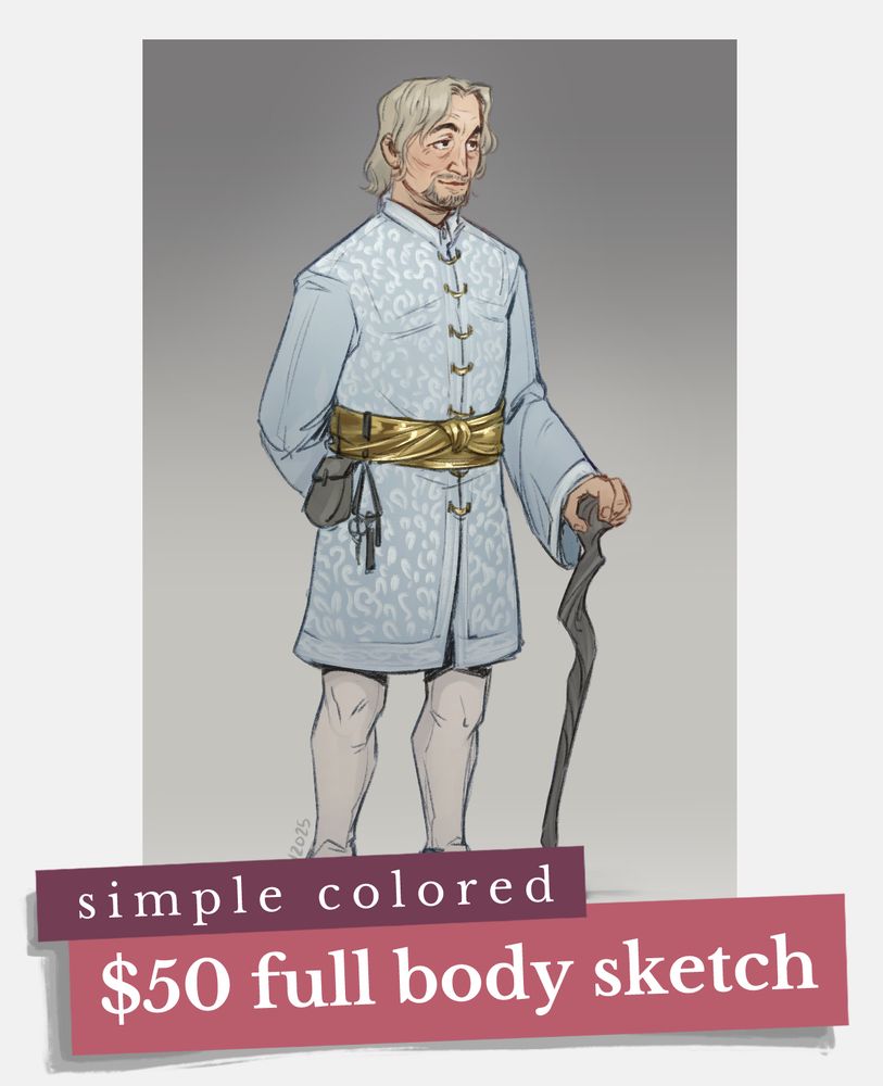 simple colored $50 full body sketch