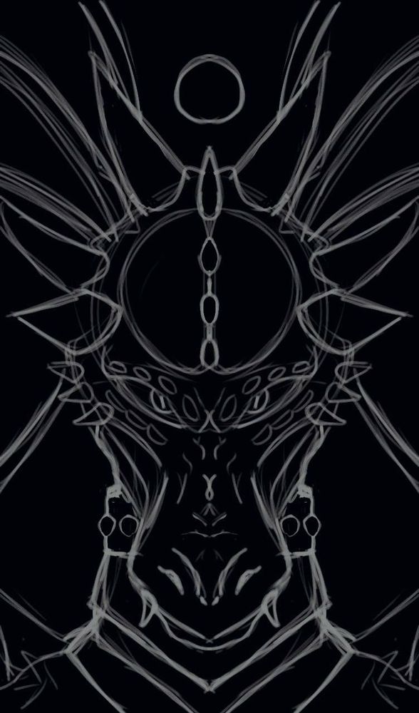 Black and white sketch of a dragon