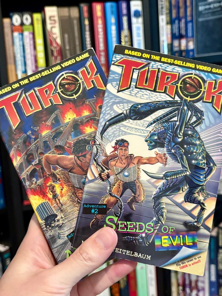 “Novelizations” of Turok games titled “Seeds of Evil” and “Arena of Doom.”