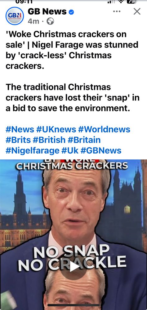 Screengrab of a GB News Facebook story in which professional gobshite and Trump arse licker in chief is proclaiming that silent fireworks are ‘woke’ whatever the fuck that means. 
