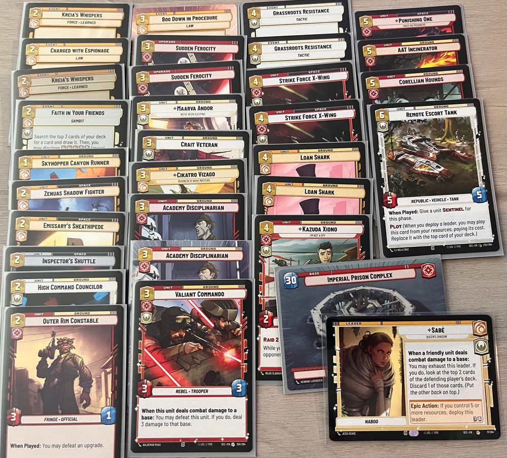 a picture of a SWU Limited Deck with Sabé Red