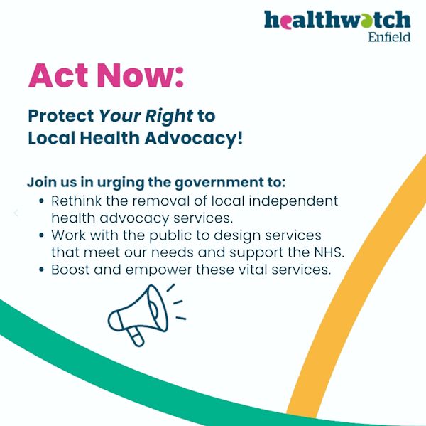 Act now!
Protect your right to local health advocacy
Join us in urging the government to:
rethink the removal of local independent health advocacy services that meet our needs and support the NHS
boost and empower these vital services