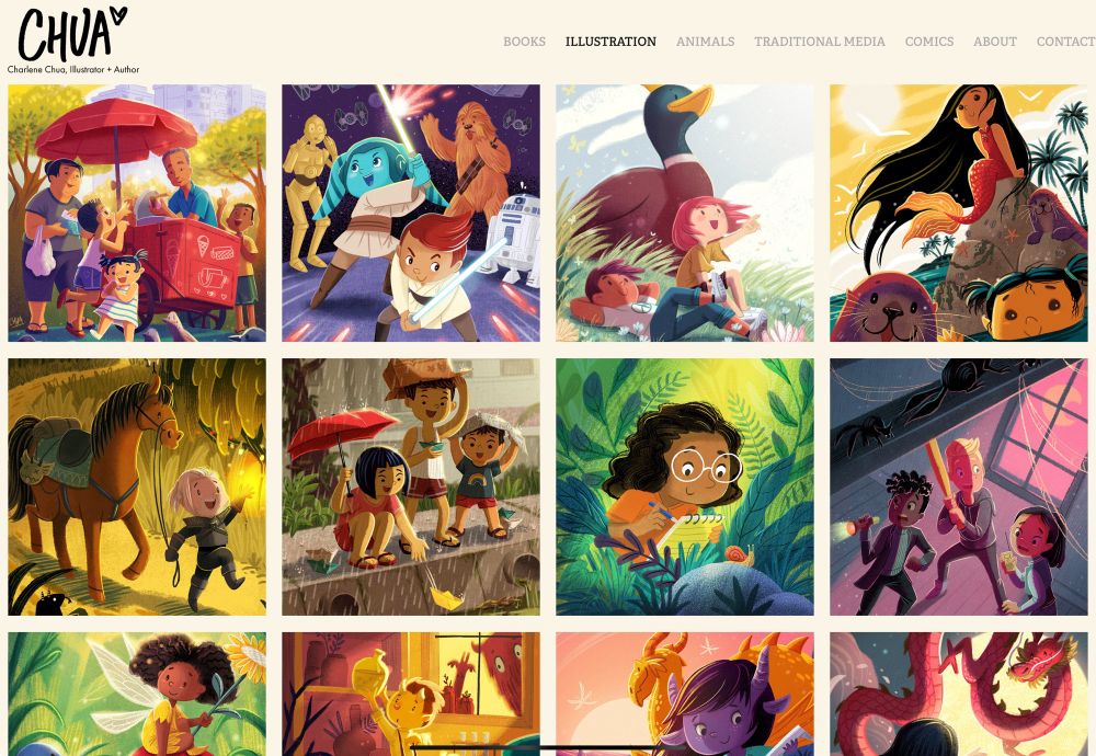 Screenshot of author illustrator Charlene Chua’s website