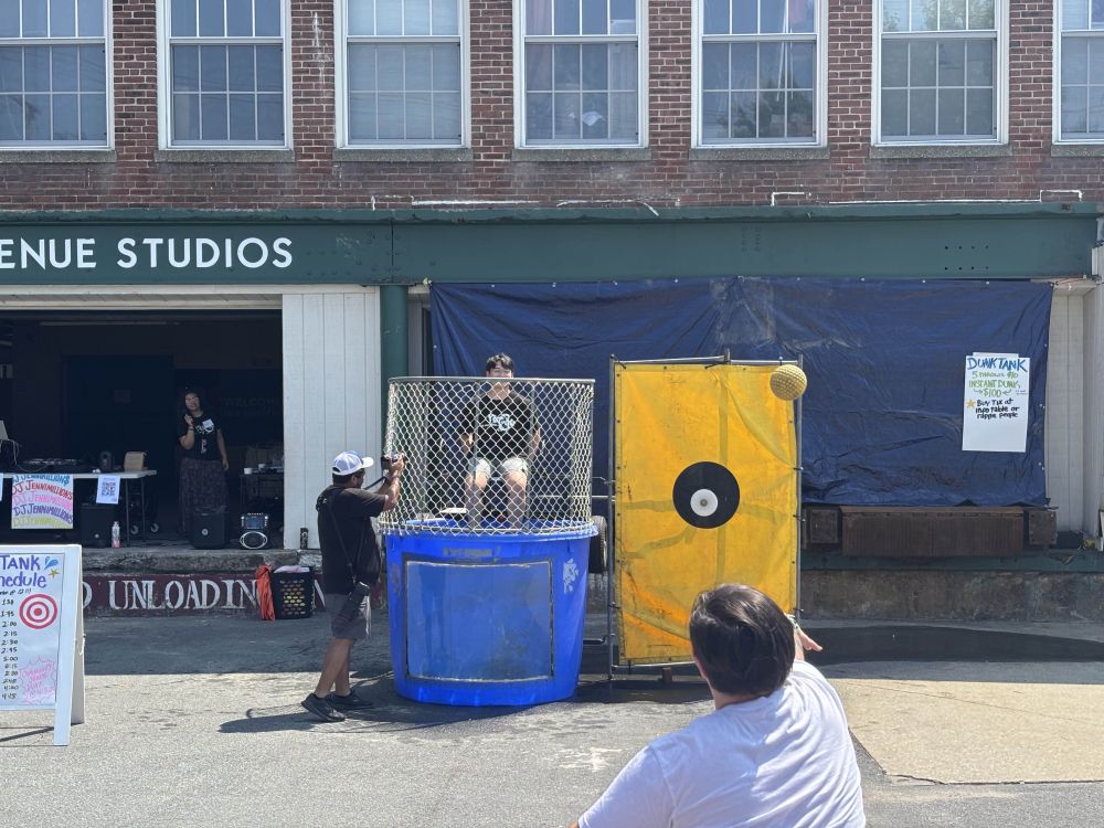 State Rep Tara Hong in the dunk tank