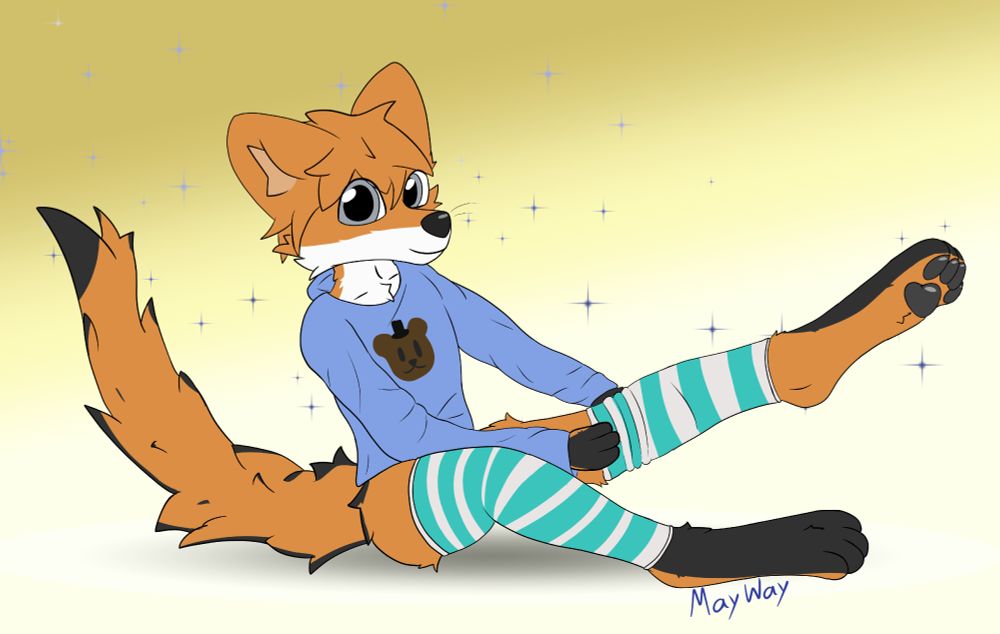 Rowan putting on thigh highs