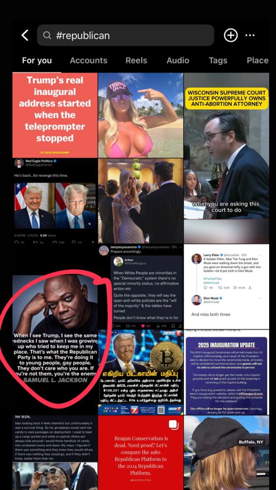 #republican search returns a buncha pictures but one is Samuel l Jackson saying Trump is terrible 