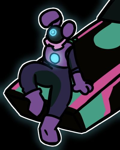 A version of Megan that's a korvax alien from no mans sky, staring into the beautiful stars while sitting on the nose of her starship.