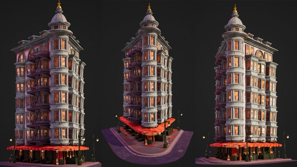 Stylized Columbus tower 3D diorama 