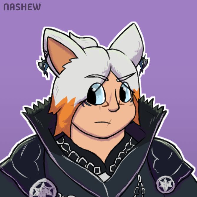 A digital bust drawing of a humanoid OC