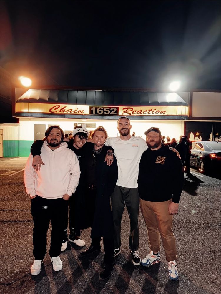 The band Ivy Pacific that I play in standing in front of Anaheim California’s Chain Reaction music venue 