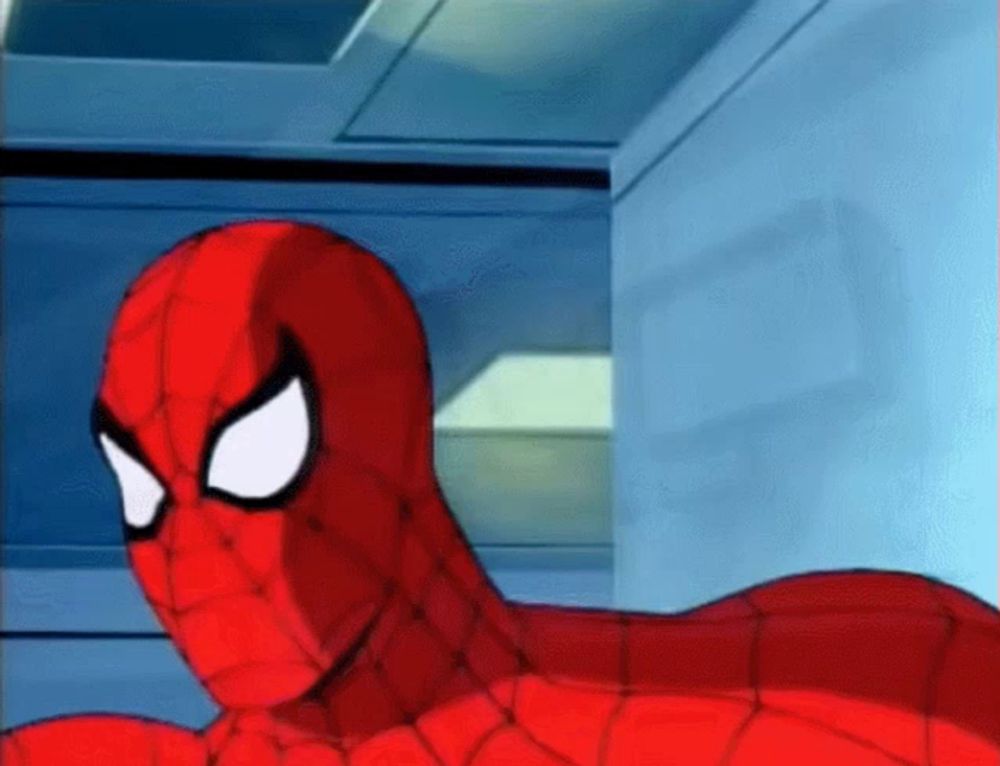 a close up of a spiderman cartoon character