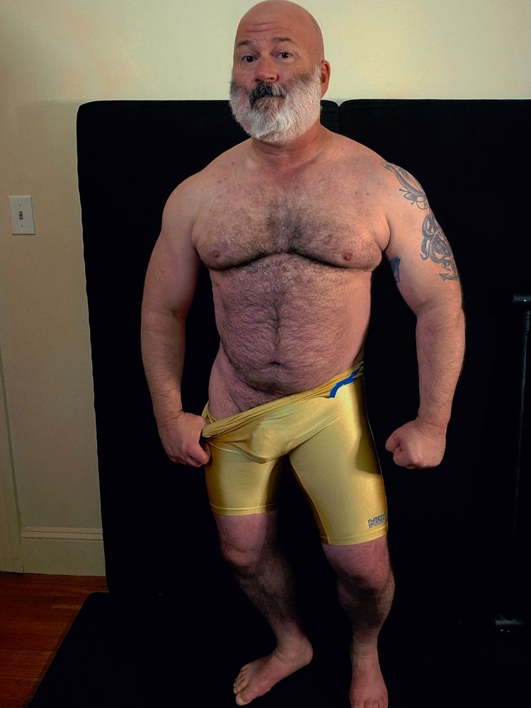 Man in spandex wrestling singlet