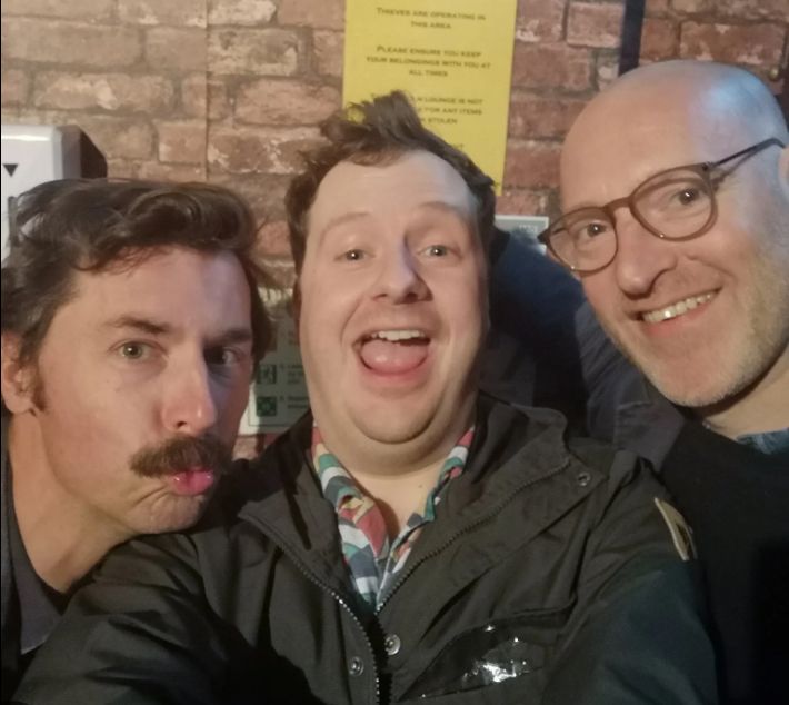 Cheesy selfie of those Three Bean Salad chaps, Mike Wozniak, Benjamin Partridge and Henry Paker