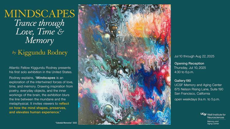 event flyer showing the painting "Celestial Memories"