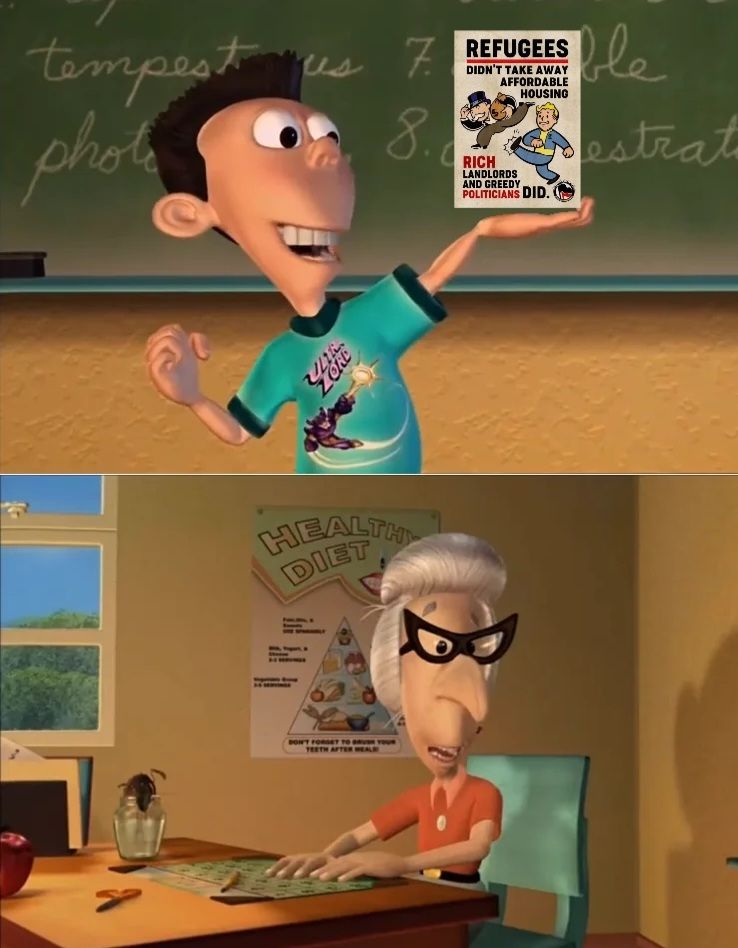 Sheen this is the 7th week in a row you've shown "refugees don't take away affordable housing Rich landlords and greedy politicians did" in class