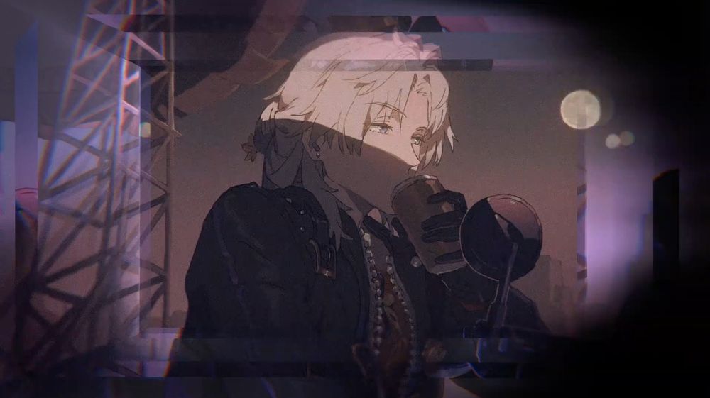 AU Yingxing drinking a beer and sitting on a motorcycle