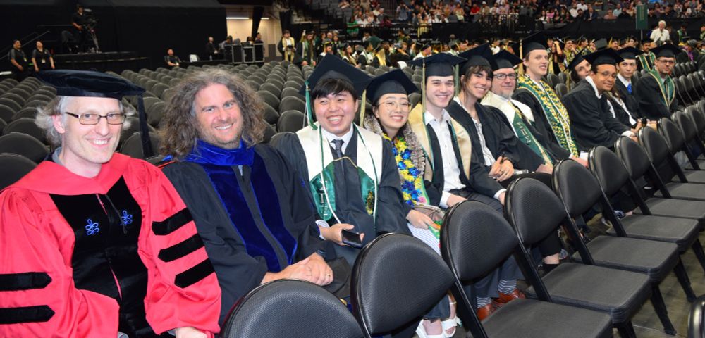 The Sac State Physics and Astronomy Department graduating class of spring 2025 at commencement.