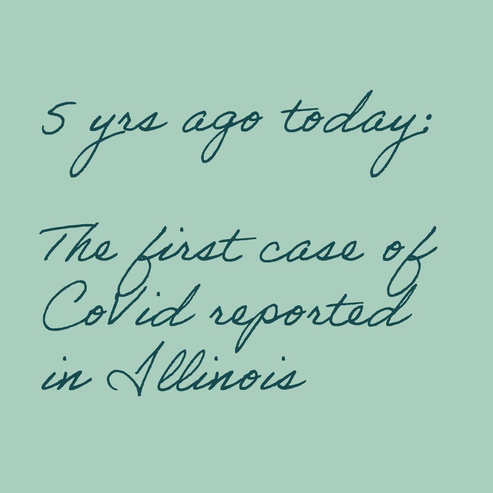 Text reads, 5 yrs ago today: the first car of covid reported in Illinois. 