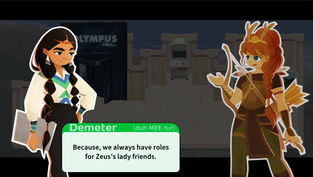 Screenshot with a character named text box.
Name and phonetic text is slightly larger, with background green colour slightly darker too.