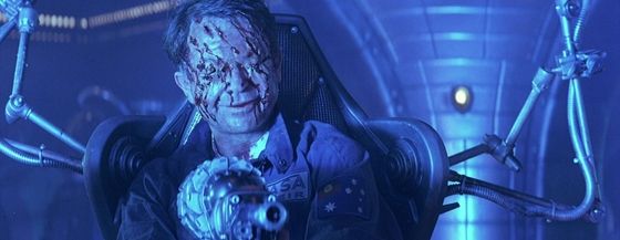 Sam Neill with bloodied eyes in Event Horizon
