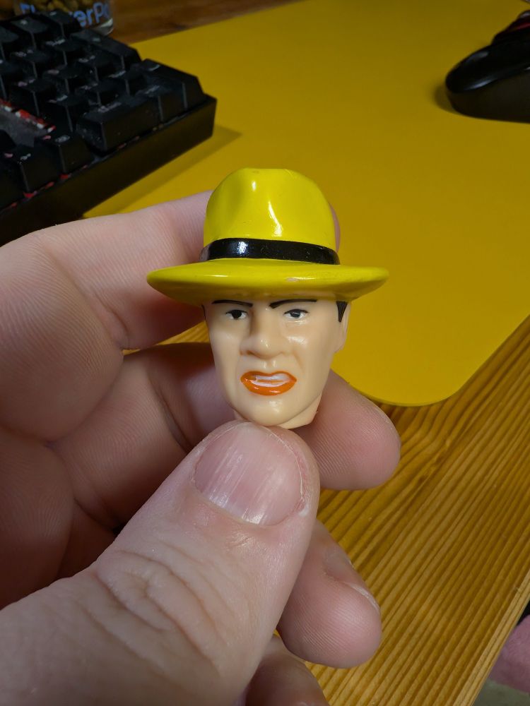Disembodied head of a Dick Tracy figure 